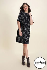 Zivame Harry Potter Knit Cotton Loungewear Dress - Black Beauty — thumbnail 2